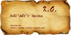 Kádár Opika névjegykártya